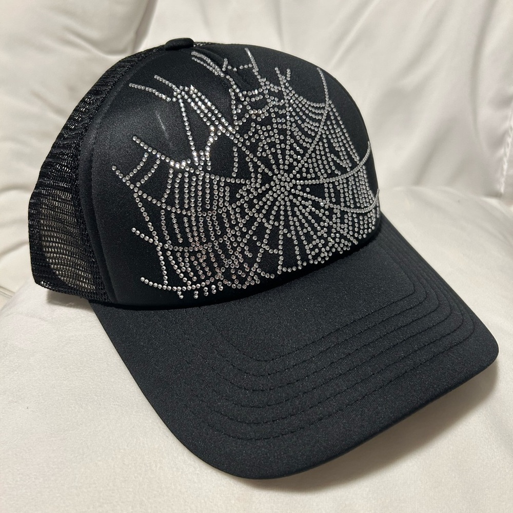 Sp5der Rhinestone Trucker Snapback Hat